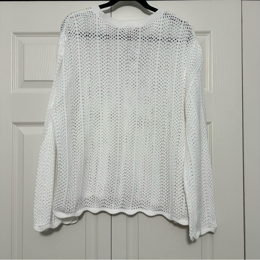 Ann Taylor LOFT Wide Sleeve Loose Knit Sweater in White Size XL NWT - Picture 3 of 10